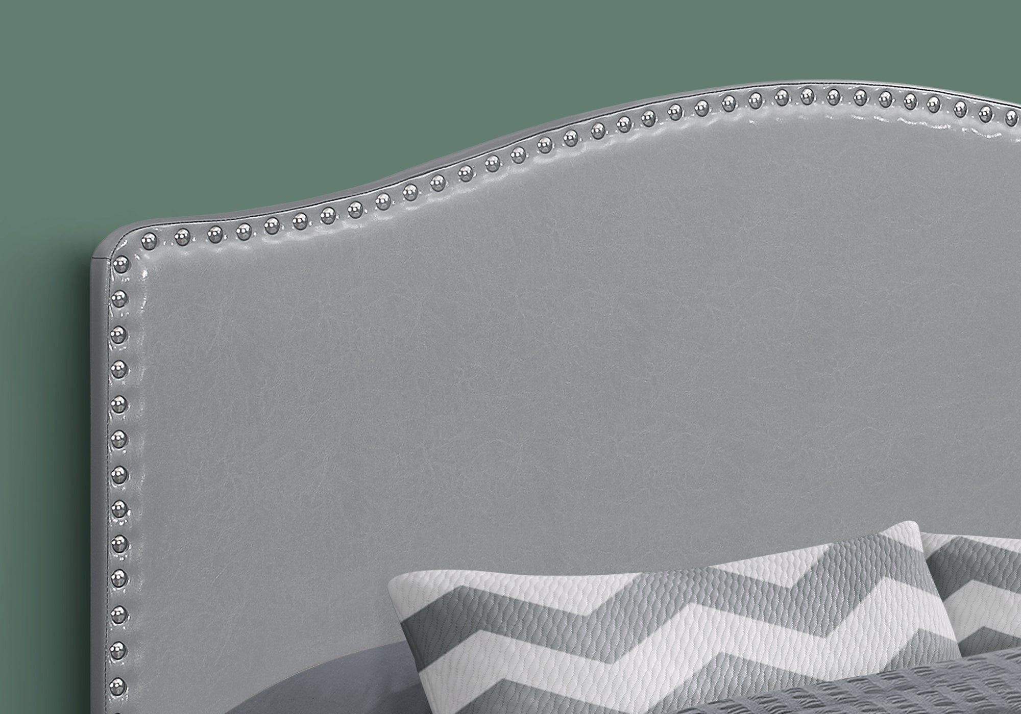 Monarch Specialties I 6011Q Lit, Tête De Lit Seulement, Grand, Chambre À Coucher, Rembourré, Pu D'aspect Cuir, Gris, Transitionnel - Simple Boutique