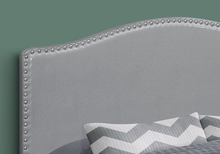 Monarch Specialties I 6011Q Lit, Tête De Lit Seulement, Grand, Chambre À Coucher, Rembourré, Pu D'aspect Cuir, Gris, Transitionnel - Simple Boutique