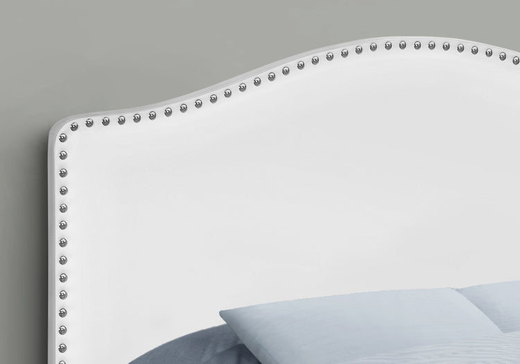 Monarch Specialties I 6012F Lit, Tête De Lit Seulement, Taille Réelle, Chambre À Coucher, Rembourré, Pu D'aspect Cuir, Blanc, Transitionnel - Simple Boutique