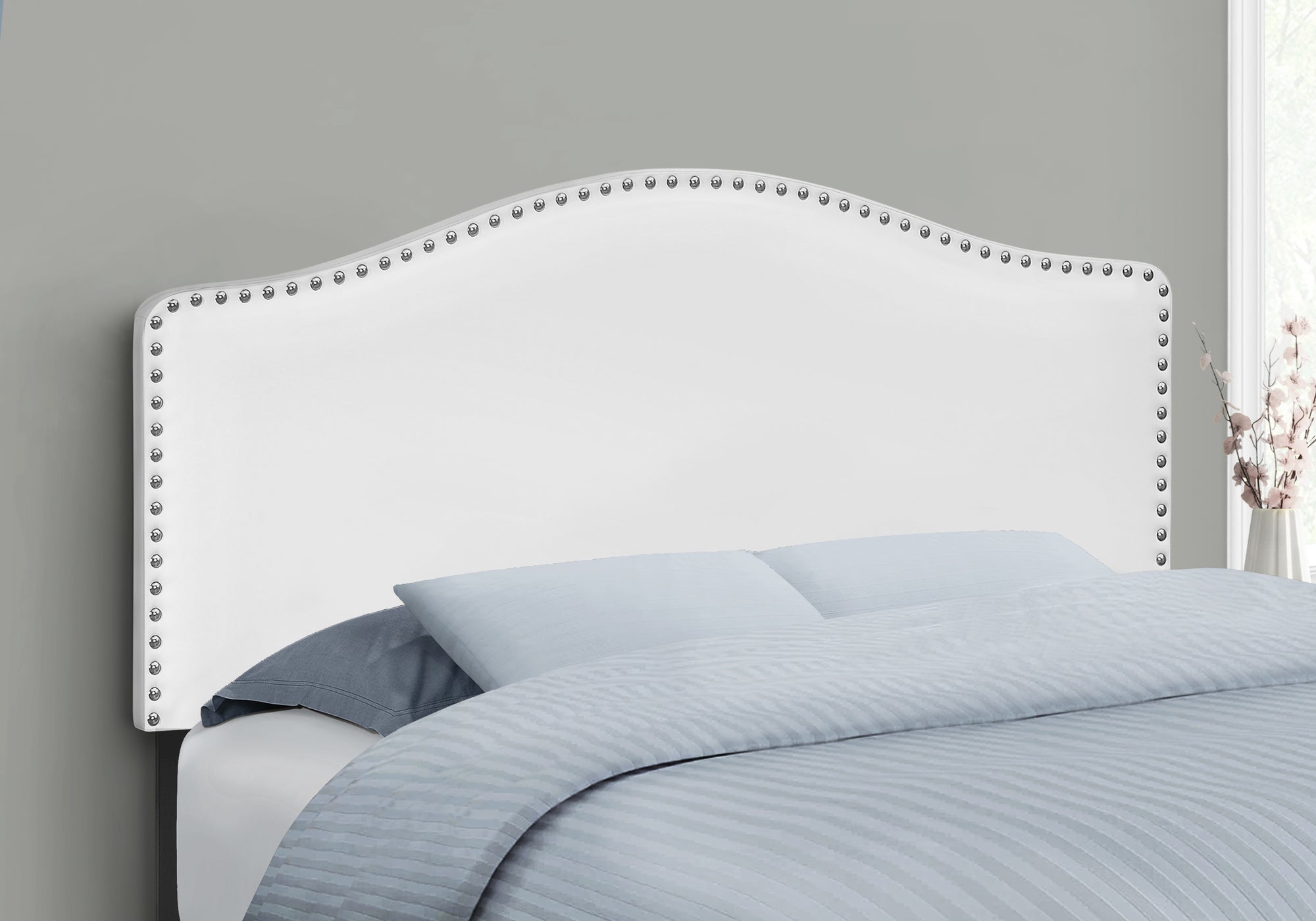 Monarch Specialties I 6012F Lit, Tête De Lit Seulement, Taille Réelle, Chambre À Coucher, Rembourré, Pu D'aspect Cuir, Blanc, Transitionnel - Simple Boutique