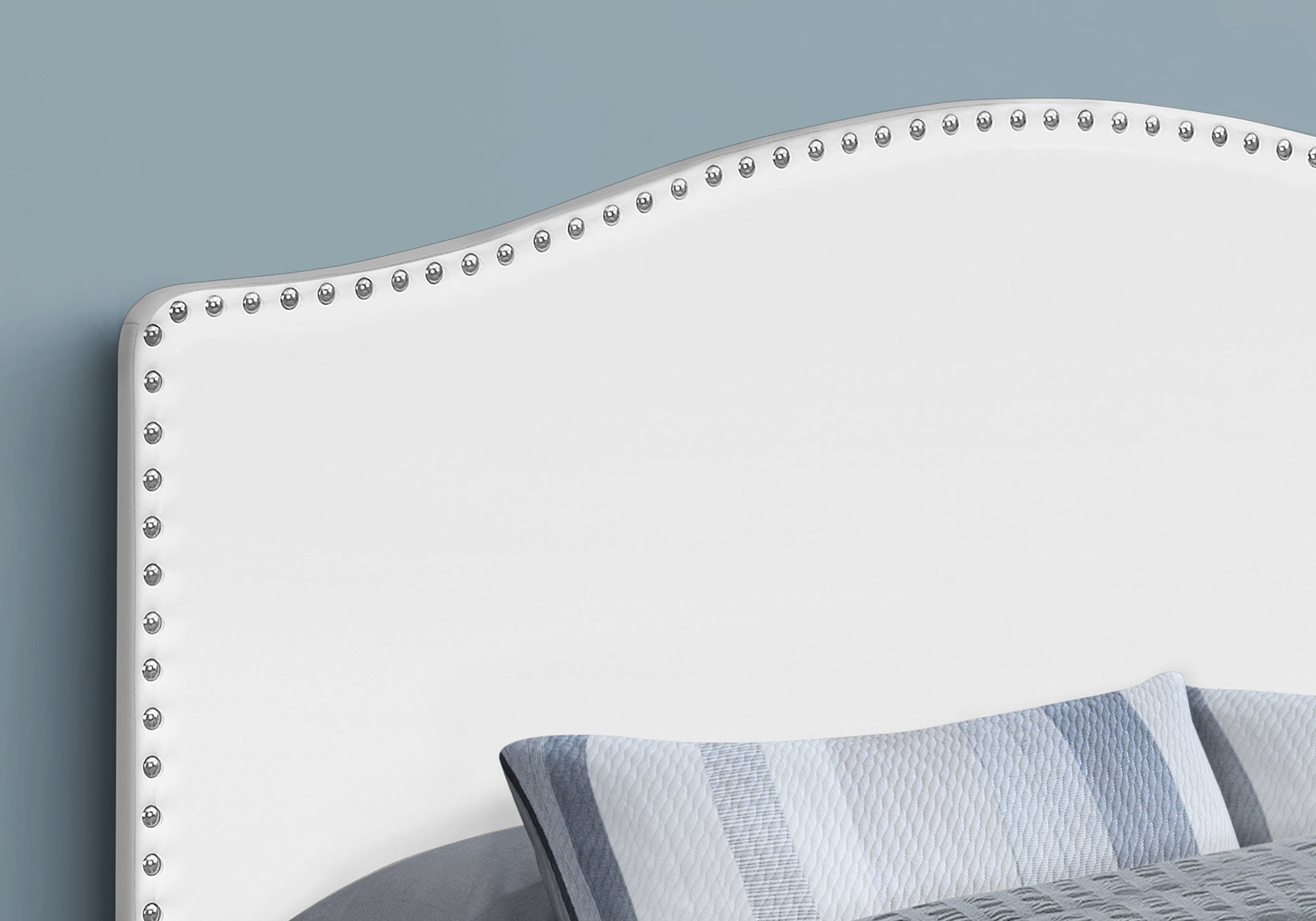 Monarch Specialties I 6012Q Lit, Tête De Lit Seulement, Grand, Chambre À Coucher, Rembourré, Pu D'aspect Cuir, Blanc, Transitionnel - Simple Boutique