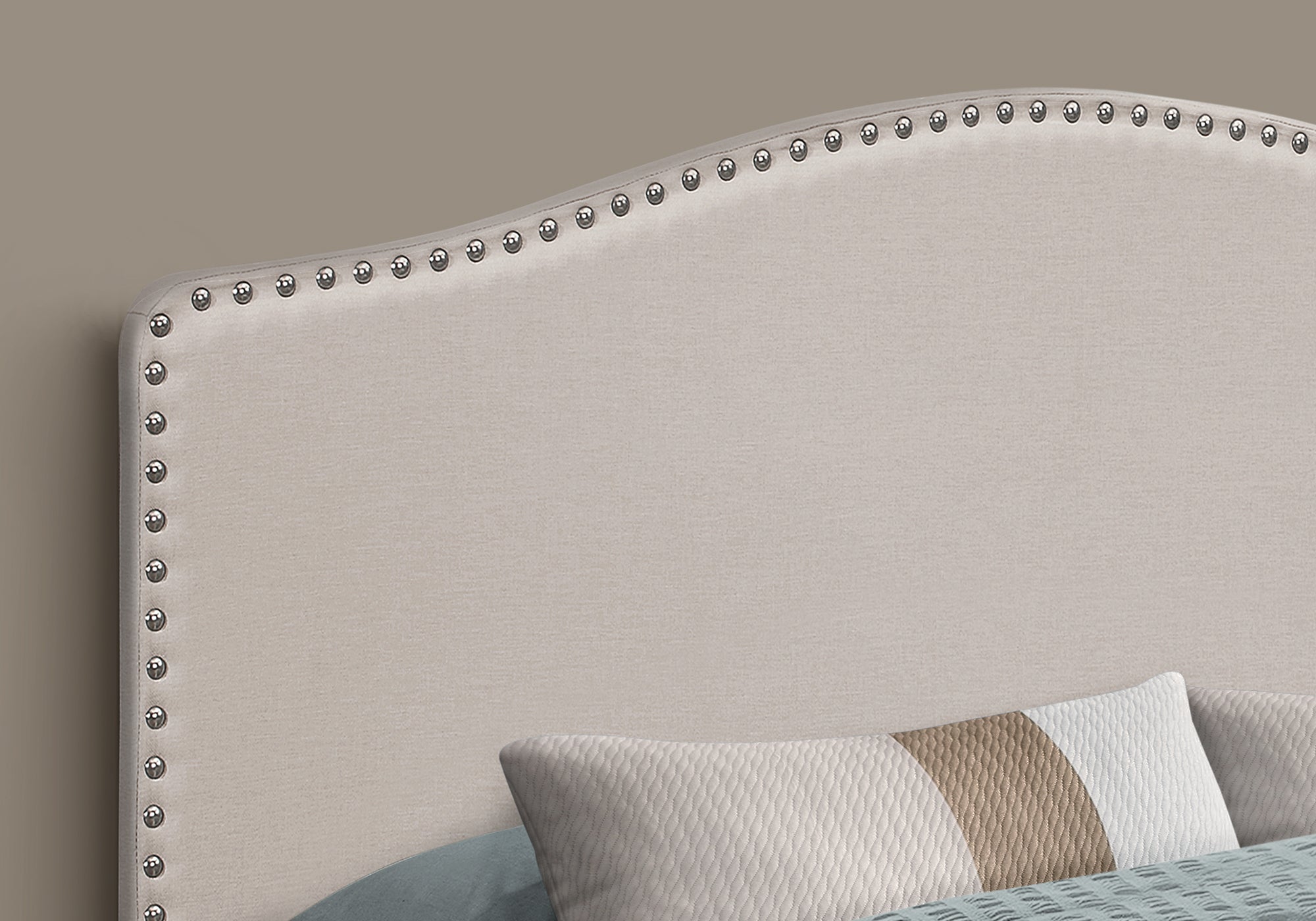 Monarch Specialties I 6014Q Lit, Tête De Lit Seulement, Grand, Chambre À Coucher, Rembourré, D'aspect Lin, Beige, Transitionnel - Simple Boutique