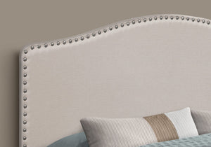 Monarch Specialties I 6014Q Lit, Tête De Lit Seulement, Grand, Chambre À Coucher, Rembourré, D'aspect Lin, Beige, Transitionnel - Simple Boutique