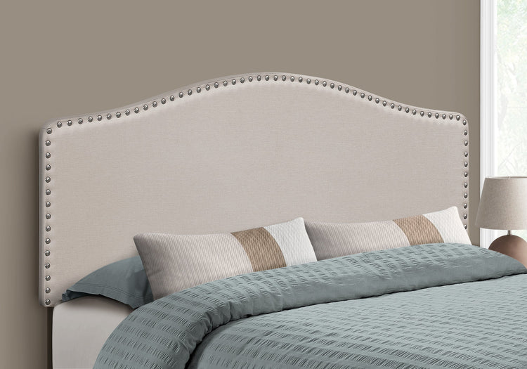 Monarch Specialties I 6014Q Lit, Tête De Lit Seulement, Grand, Chambre À Coucher, Rembourré, D'aspect Lin, Beige, Transitionnel - Simple Boutique