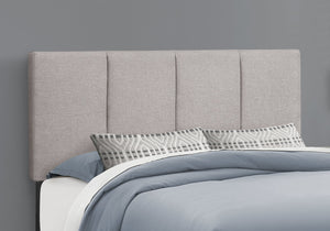 Monarch Specialties I 6025Q Lit, Grand, Plate-forme, Chambre À Coucher, Cadre, Rembourré, D'aspect Lin, Pattes En Bois, Gris, Transitionnel - Simple Boutique