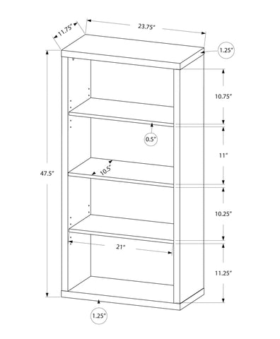 Monarch Specialties I 7005 Étagère À Livres, Étagère, Étagère, 5 Niveaux, 48