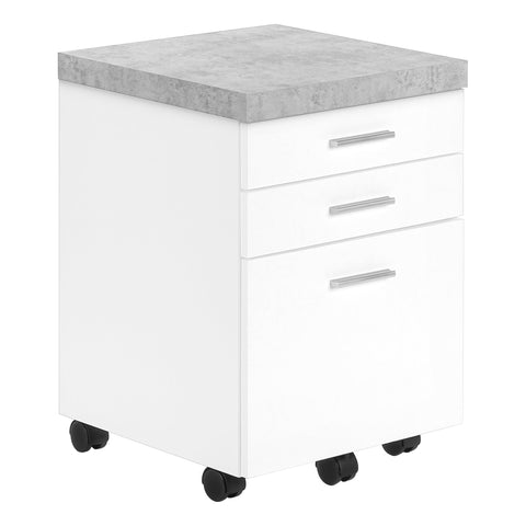 Monarch Specialties I 7051 Classeur, Mobile Roulant, Tiroirs De Rangement, Support D'imprimante, Bureau, Travail, Stratifié, Gris, Blanc, Contemporain, Moderne