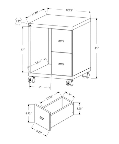 Monarch Specialties I 7056 Bureau, Classeur, Chariot D'imprimante, Classeur Roulant, Portable, Rangement, Travail, Stratifié, Brun, Contemporain, Moderne