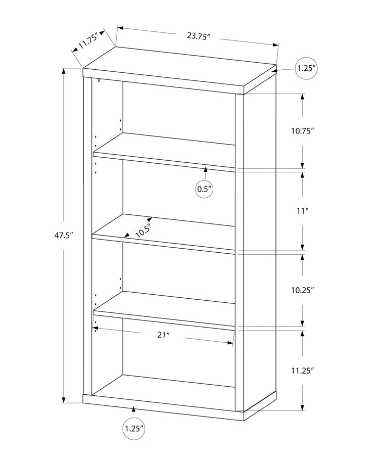Monarch Specialties I 7059 Étagère À Livres, Étagère, Étagère, 5 Niveaux, 48"h, Bureau, Chambre À Coucher, Stratifié, Blanc, Contemporain, Moderne - Simple Boutique