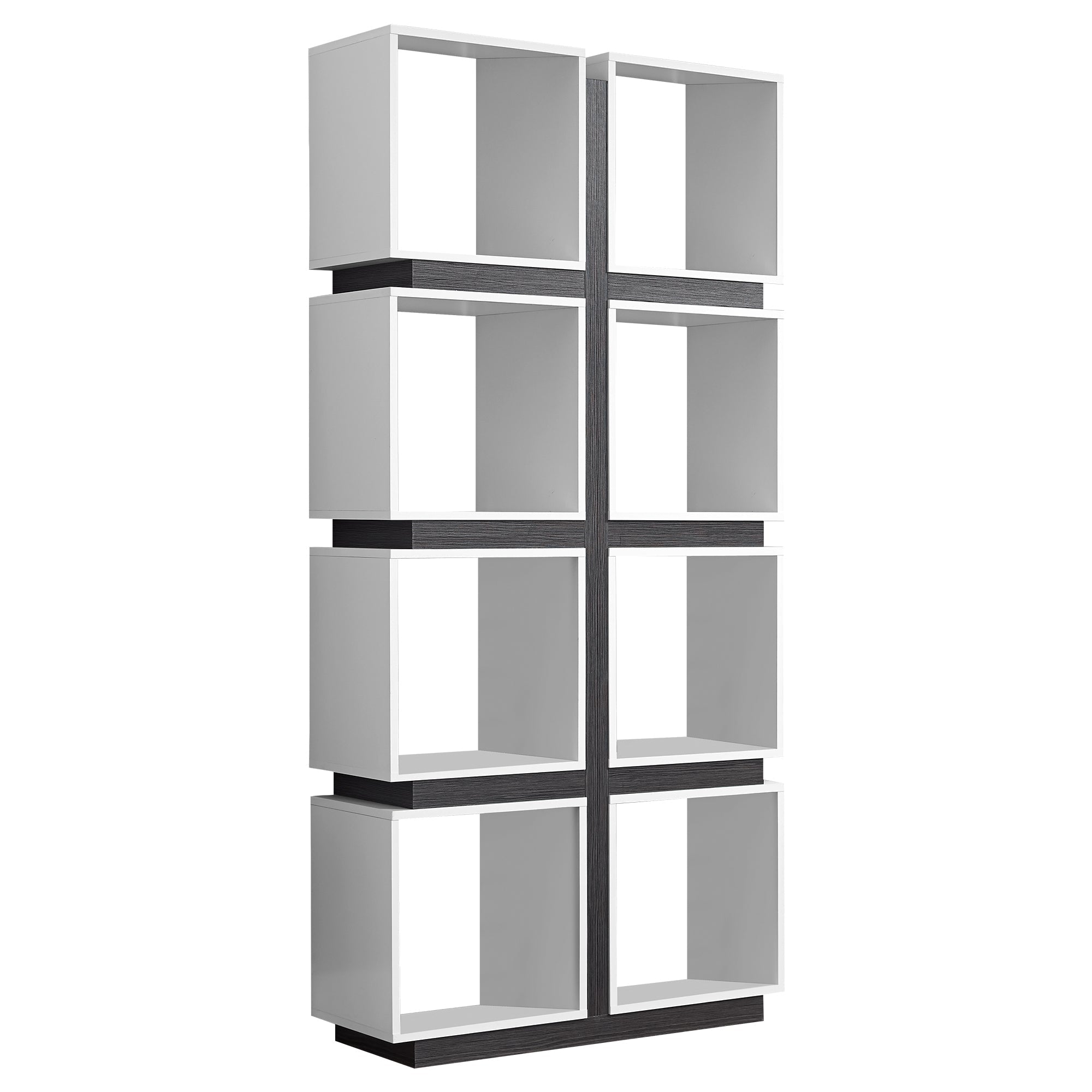 Monarch Specialties I 7076 Étagère À Livres, Étagère, Étagère, 5 Niveaux, 71"h, Bureau, Chambre À Coucher, Stratifié, Blanc, Gris, Contemporain, Moderne - Simple Boutique