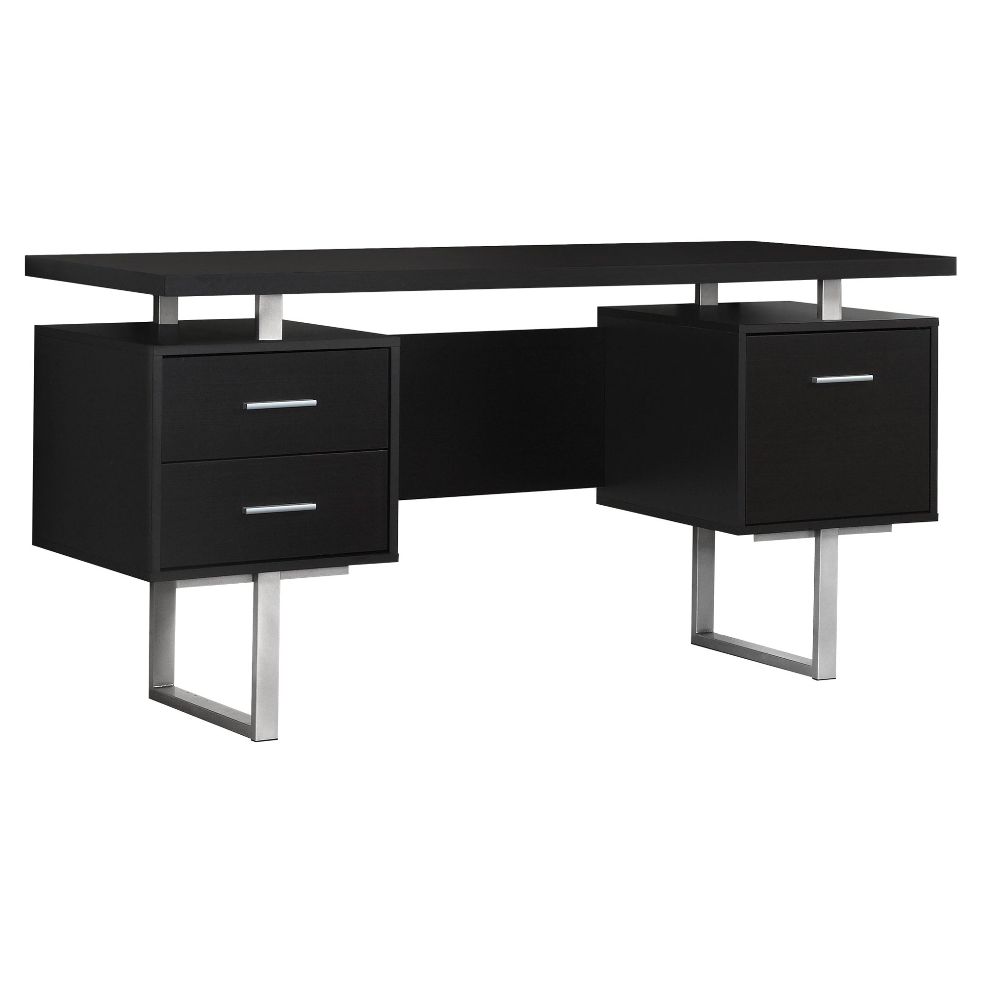 Monarch Specialties I 7080 Bureau, Bureau À Domicile, Ordinateur Portable, Configuration Gauche, Droite, Tiroirs De Rangement, 60"l, Travail, Métal, Stratifié, Brun, Gris, Contemporain, Moderne - Simple Boutique