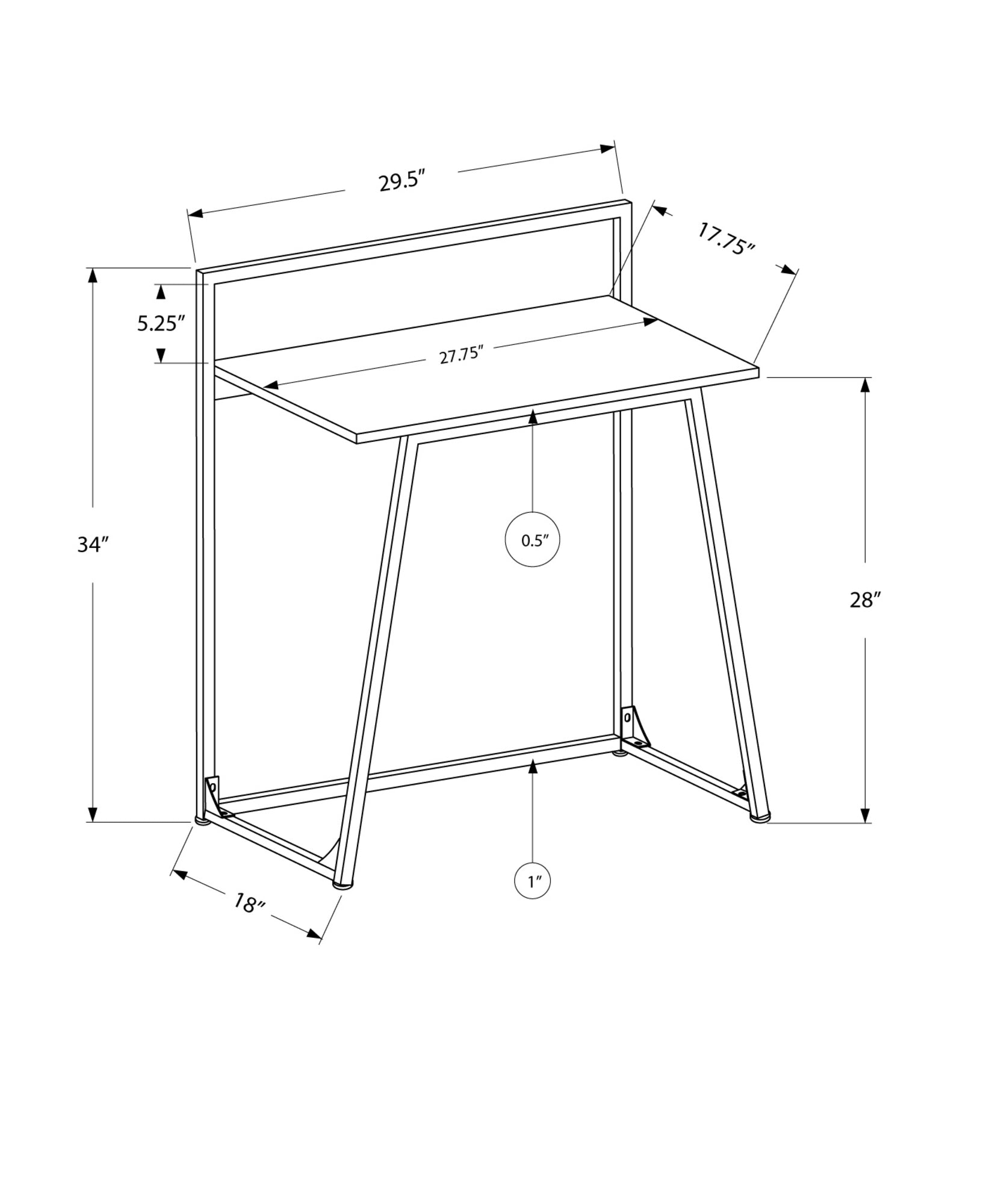 Monarch Specialties I 7110 Bureau, Bureau À Domicile, Ordinateur Portable, 30"l, Travail, Métal, Stratifié, Blanc, Contemporain, Moderne - Simple Boutique