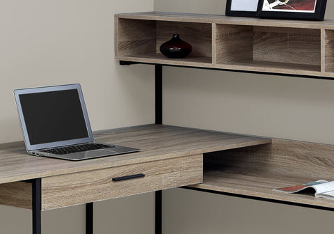 Monarch Specialties I 7161 Bureau, Bureau À Domicile, Coin, Tiroirs De Rangement, Forme De L, Travail, Ordinateur Portable, Métal, Stratifié, Brun, Noir, Contemporain, Moderne