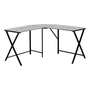 Monarch Specialties I 7196 Bureau, Bureau À Domicile, Coin, 55"l, Forme De L, Travail, Ordinateur Portable, Métal, Stratifié, Gris, Noir, Contemporain, Moderne - Simple Boutique