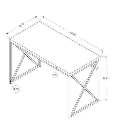 Monarch Specialties I 7201 Bureau, Bureau À Domicile, Ordinateur Portable, Travail, Métal, Stratifié, Brun, Or, Contemporain, Moderne