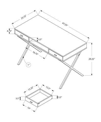 Monarch Specialties I 7211 Bureau, Bureau À Domicile, Ordinateur Portable, Tiroirs De Rangement, 48