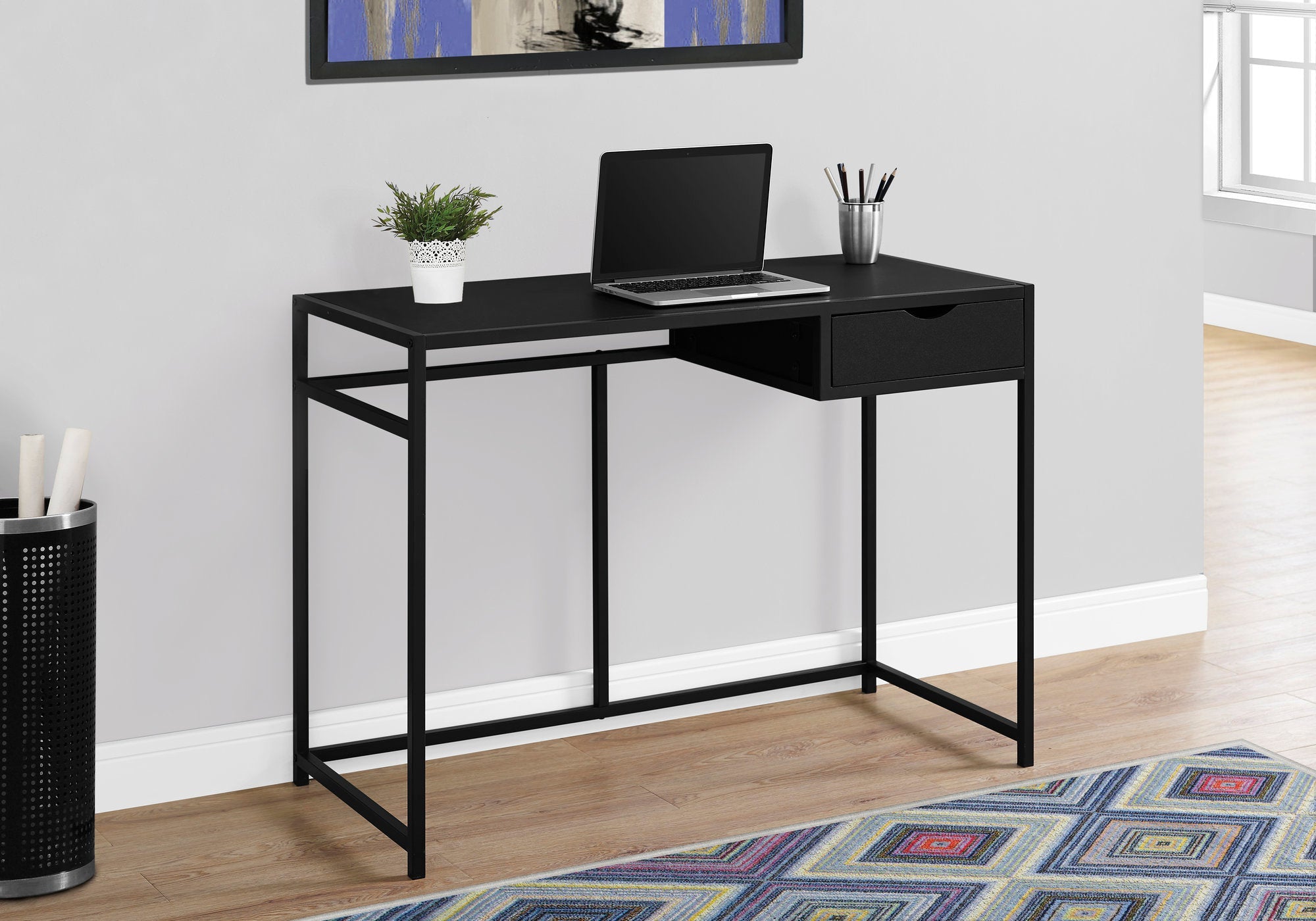 Monarch Specialties I 7220 Bureau, Bureau À Domicile, Ordinateur Portable, Tiroir De Rangement, 42"l, Travail, Métal, Stratifié, Noir, Contemporain, Moderne - Simple Boutique