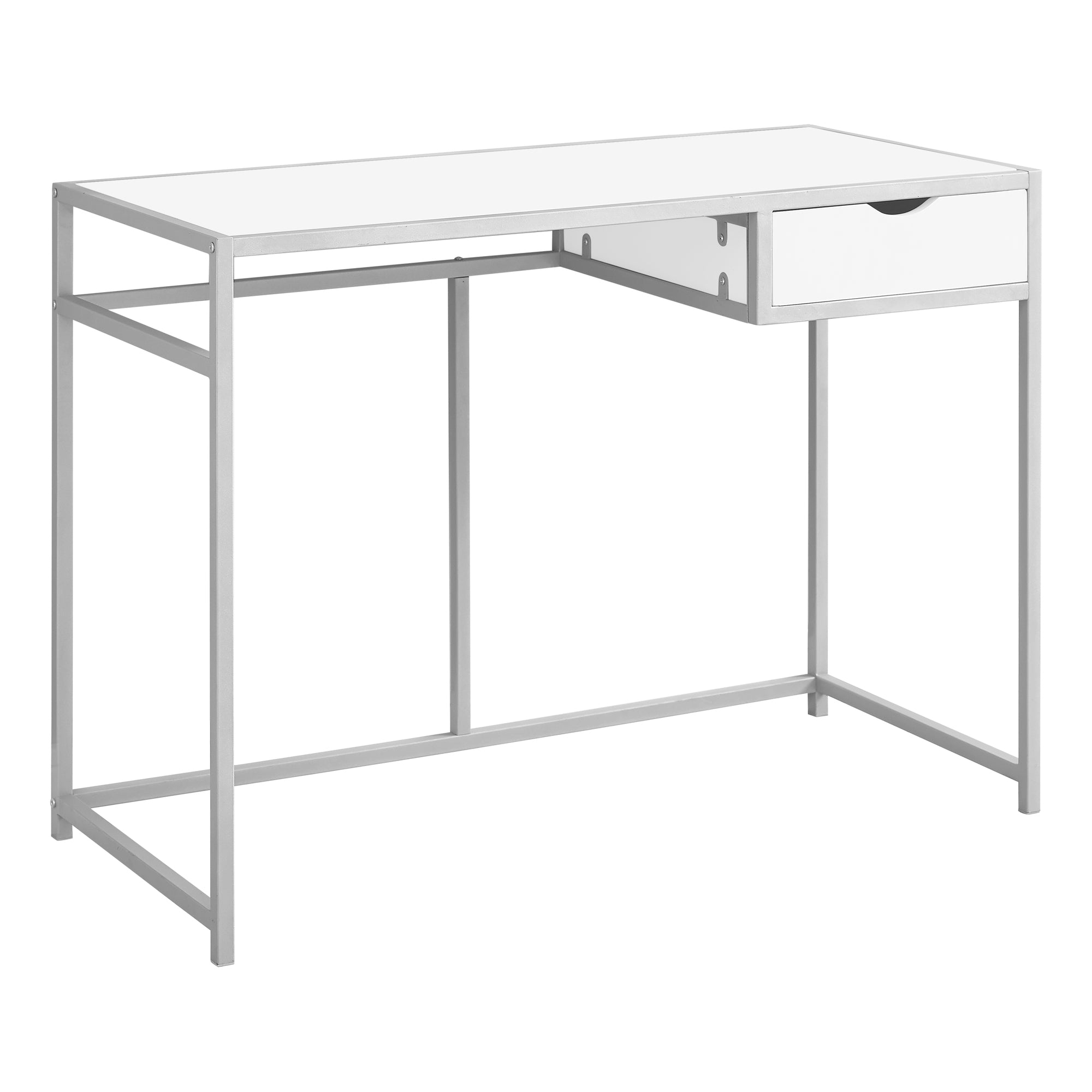 Monarch Specialties I 7222 Bureau, Bureau À Domicile, Ordinateur Portable, Tiroir De Rangement, 42"l, Travail, Métal, Stratifié, Blanc, Gris, Contemporain, Moderne - Simple Boutique