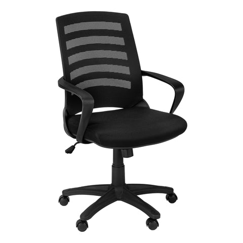 Monarch Specialties I 7224 Chaise De Bureau, Hauteur Ajustable, Pivotant, Ergonomique, Appuis-bras, Bureau, Travail, Métal, Engrener, Noir, Contemporain, Moderne