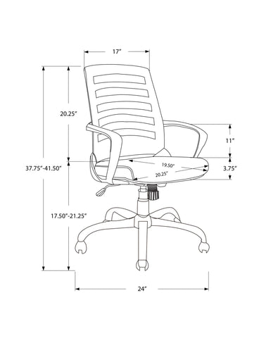 Monarch Specialties I 7224 Chaise De Bureau, Hauteur Ajustable, Pivotant, Ergonomique, Appuis-bras, Bureau, Travail, Métal, Engrener, Noir, Contemporain, Moderne