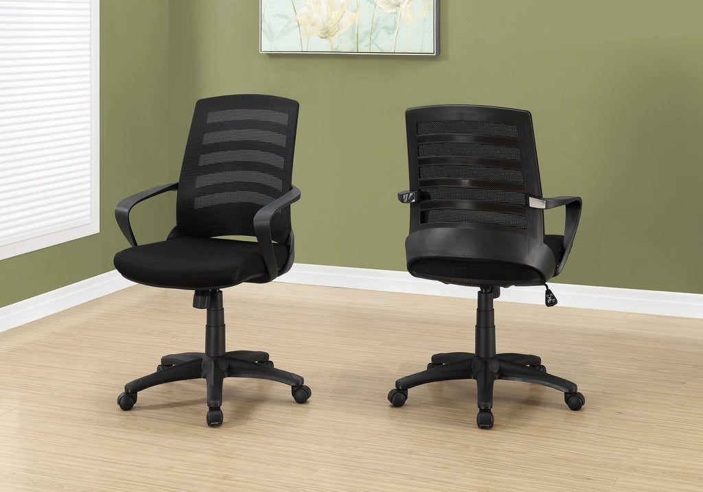 Monarch Specialties I 7224 Chaise De Bureau, Hauteur Ajustable, Pivotant, Ergonomique, Appuis-bras, Bureau, Travail, Métal, Engrener, Noir, Contemporain, Moderne