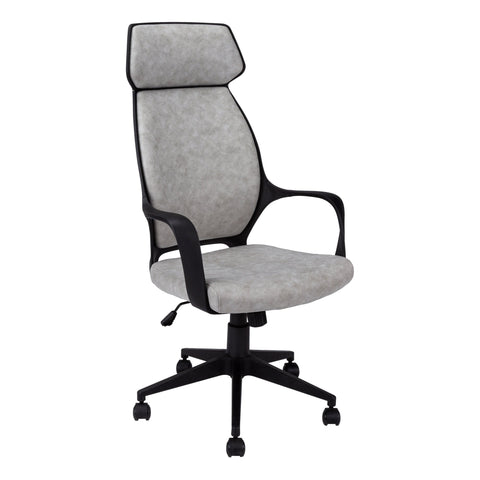 Monarch Specialties I 7250 Chaise De Bureau, Hauteur Ajustable, Pivotant, Ergonomique, Appuis-bras, Bureau, Travail, Métal, En Tissu, Gris, Noir, Contemporain, Moderne