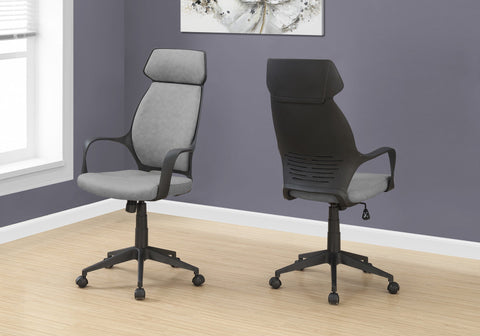 Monarch Specialties I 7250 Chaise De Bureau, Hauteur Ajustable, Pivotant, Ergonomique, Appuis-bras, Bureau, Travail, Métal, En Tissu, Gris, Noir, Contemporain, Moderne