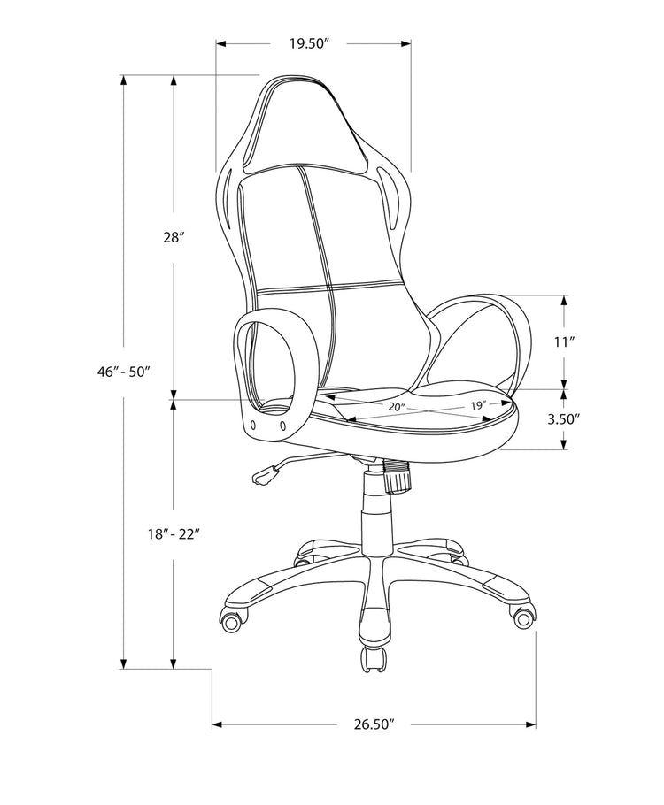 Monarch Specialties I 7259 Chaise De Bureau, Jeu Vidéo, Hauteur Ajustable, Pivotant, Ergonomique, Appuis-bras, Bureau, Travail, Métal, Engrener, Noir, Rouge, Contemporain, Moderne - Simple Boutique
