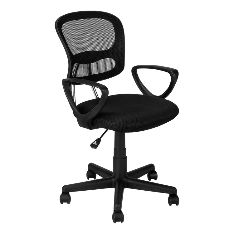 Monarch Specialties I 7260 Chaise De Bureau, Hauteur Ajustable, Pivotant, Ergonomique, Appuis-bras, Bureau, Travail, Juvénile, Métal, Engrener, Noir, Contemporain, Moderne - Simple Boutique