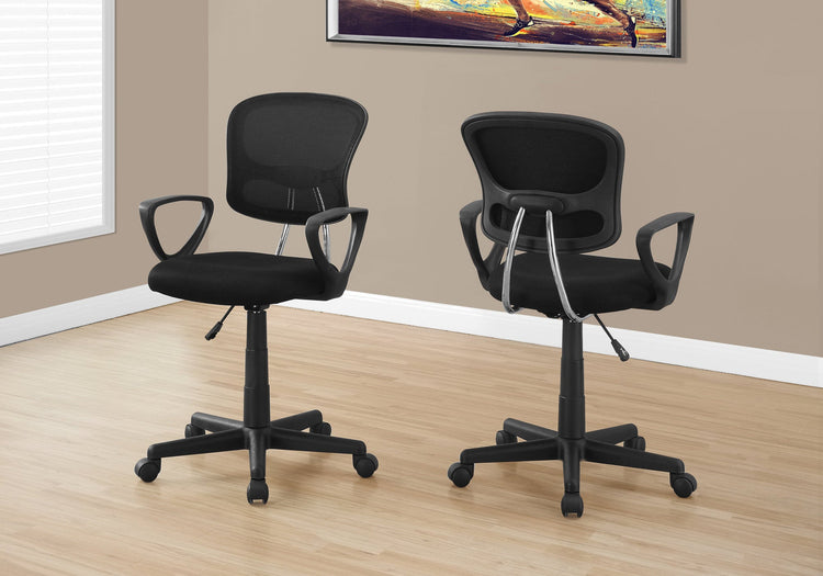 Monarch Specialties I 7260 Chaise De Bureau, Hauteur Ajustable, Pivotant, Ergonomique, Appuis-bras, Bureau, Travail, Juvénile, Métal, Engrener, Noir, Contemporain, Moderne - Simple Boutique