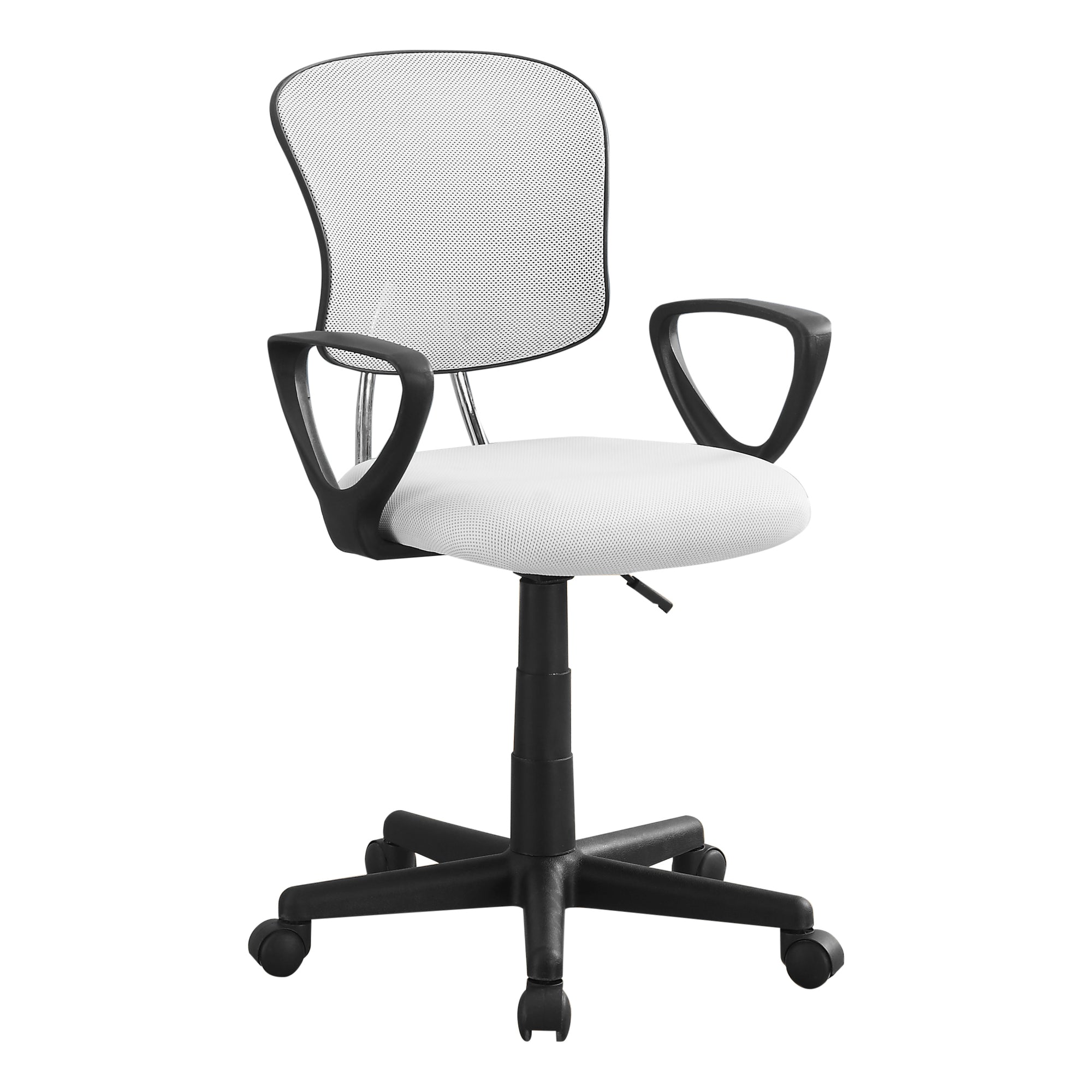 Monarch Specialties I 7261 Chaise De Bureau, Hauteur Ajustable, Pivotant, Ergonomique, Appuis-bras, Bureau, Travail, Juvénile, Métal, Engrener, Blanc, Noir, Contemporain, Moderne - Simple Boutique