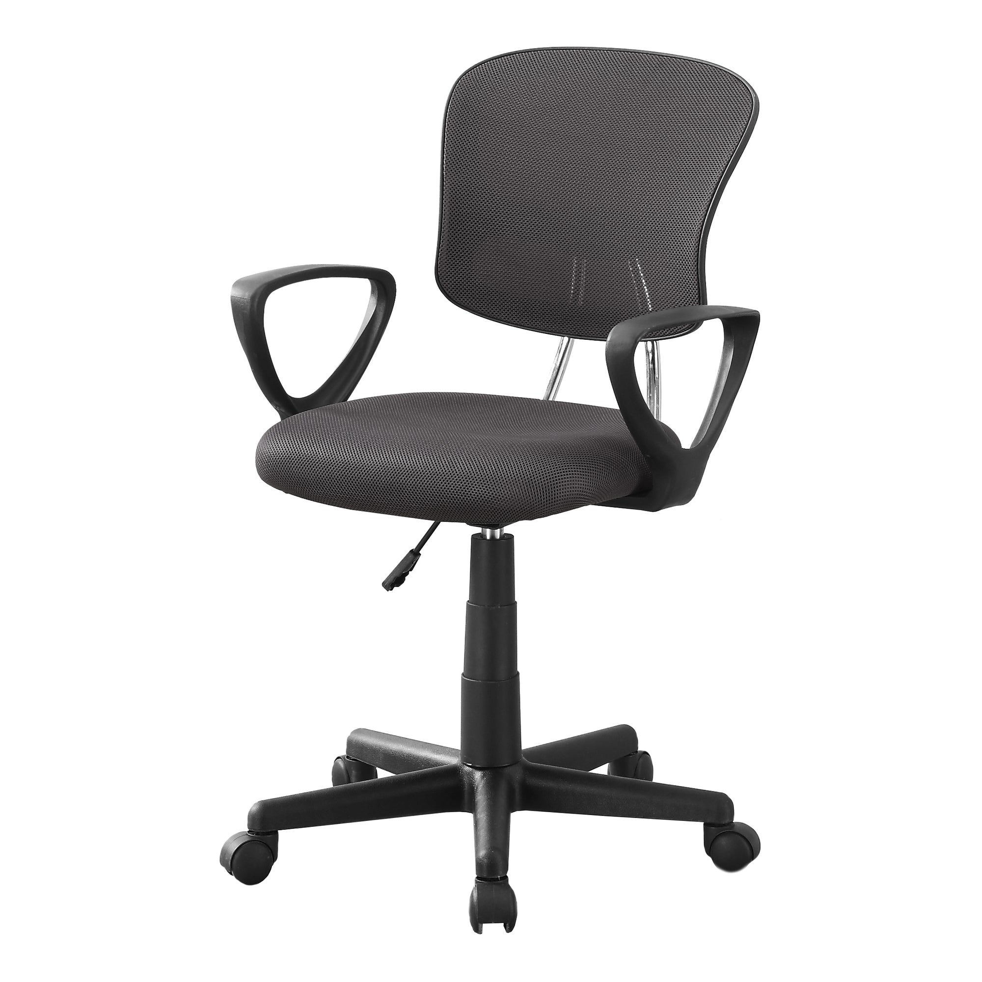 Monarch Specialties I 7262 Chaise De Bureau, Hauteur Ajustable, Pivotant, Ergonomique, Appuis-bras, Bureau, Travail, Juvénile, Métal, Engrener, Gris, Noir, Contemporain, Moderne - Simple Boutique