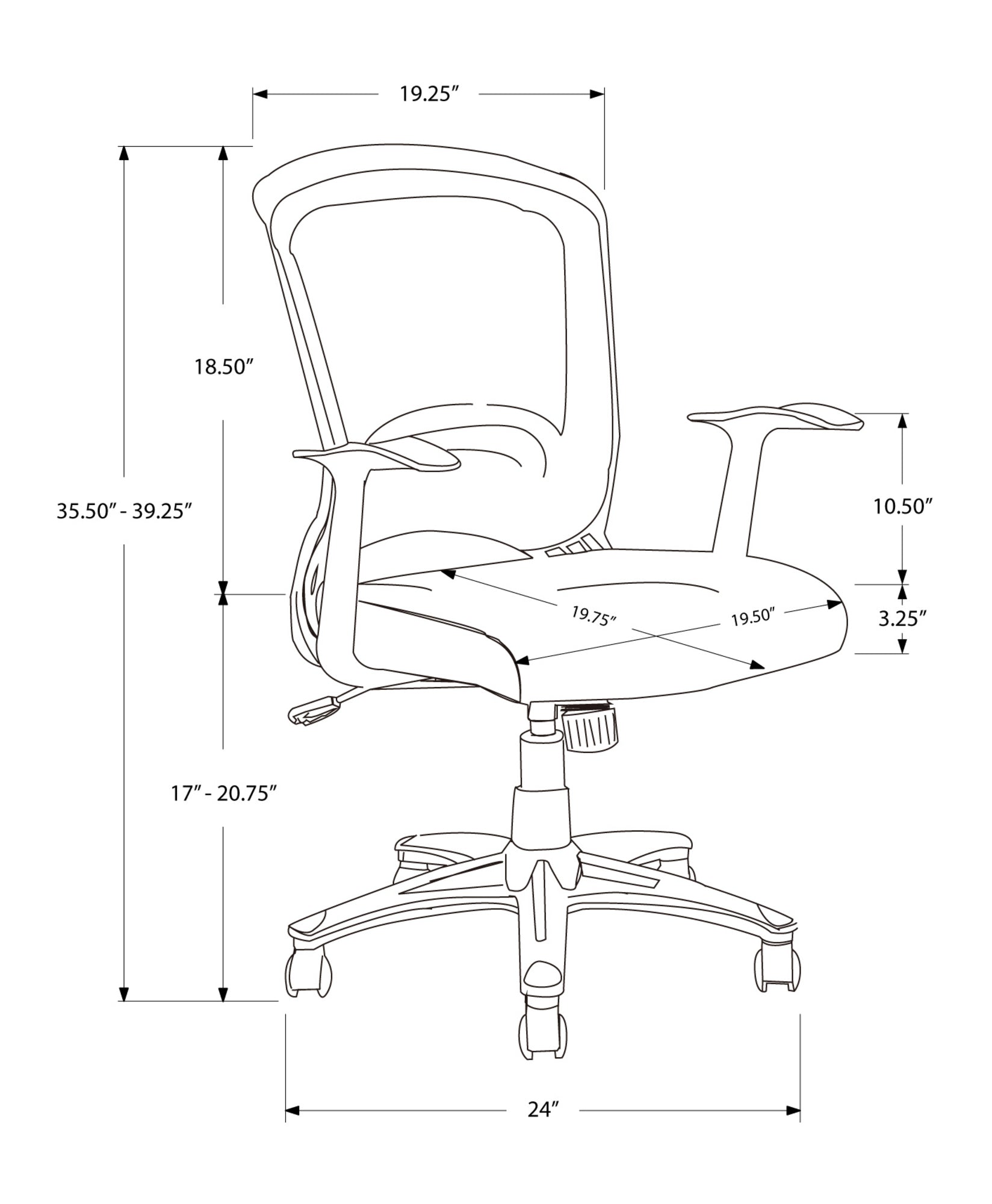 Monarch Specialties I 7265 Chaise De Bureau, Hauteur Ajustable, Pivotant, Ergonomique, Appuis-bras, Bureau, Travail, Métal, Engrener, Noir, Contemporain, Moderne - Simple Boutique