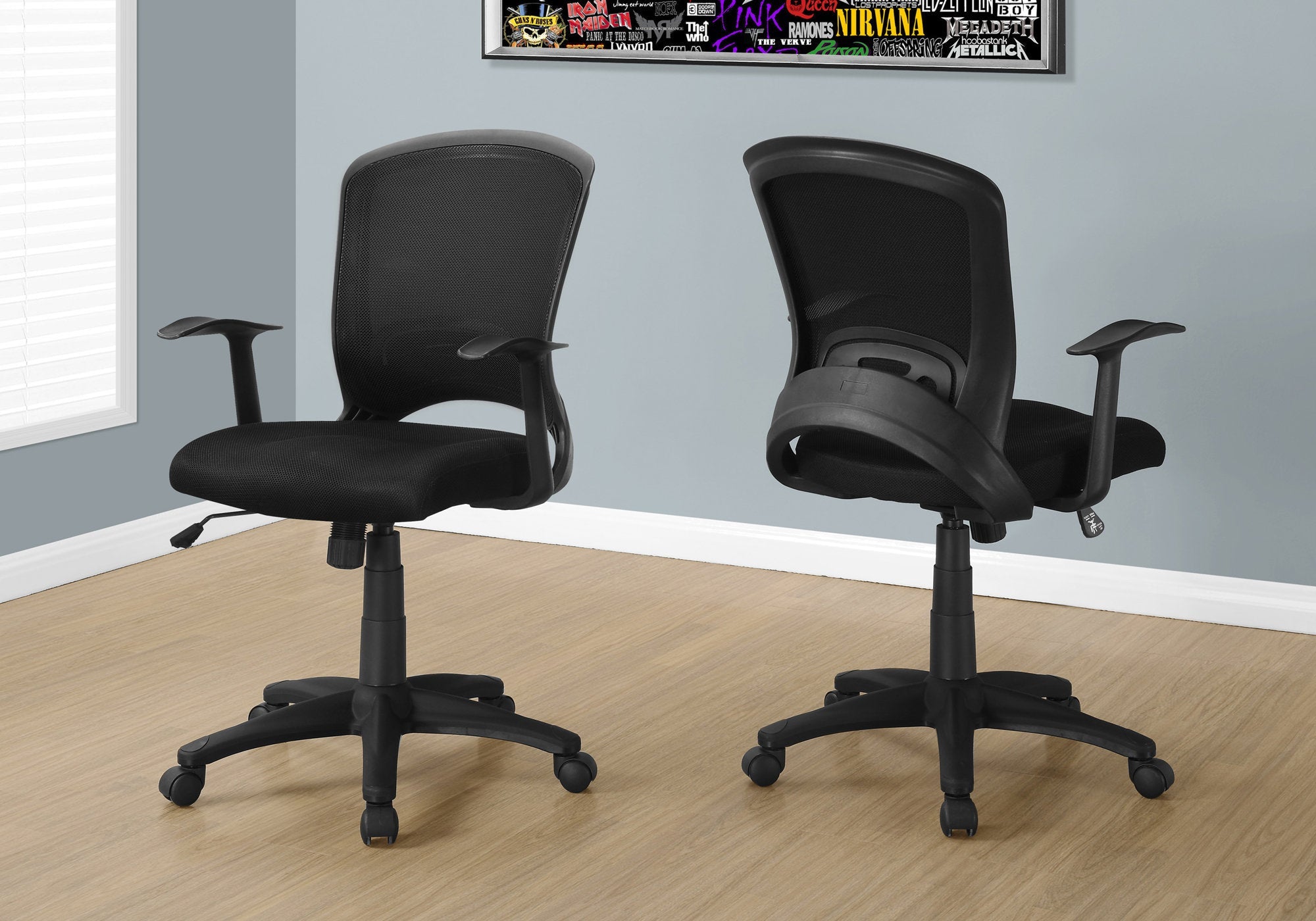 Monarch Specialties I 7265 Chaise De Bureau, Hauteur Ajustable, Pivotant, Ergonomique, Appuis-bras, Bureau, Travail, Métal, Engrener, Noir, Contemporain, Moderne - Simple Boutique