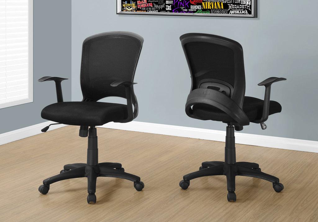 Monarch Specialties I 7265 Chaise De Bureau, Hauteur Ajustable, Pivotant, Ergonomique, Appuis-bras, Bureau, Travail, Métal, Engrener, Noir, Contemporain, Moderne
