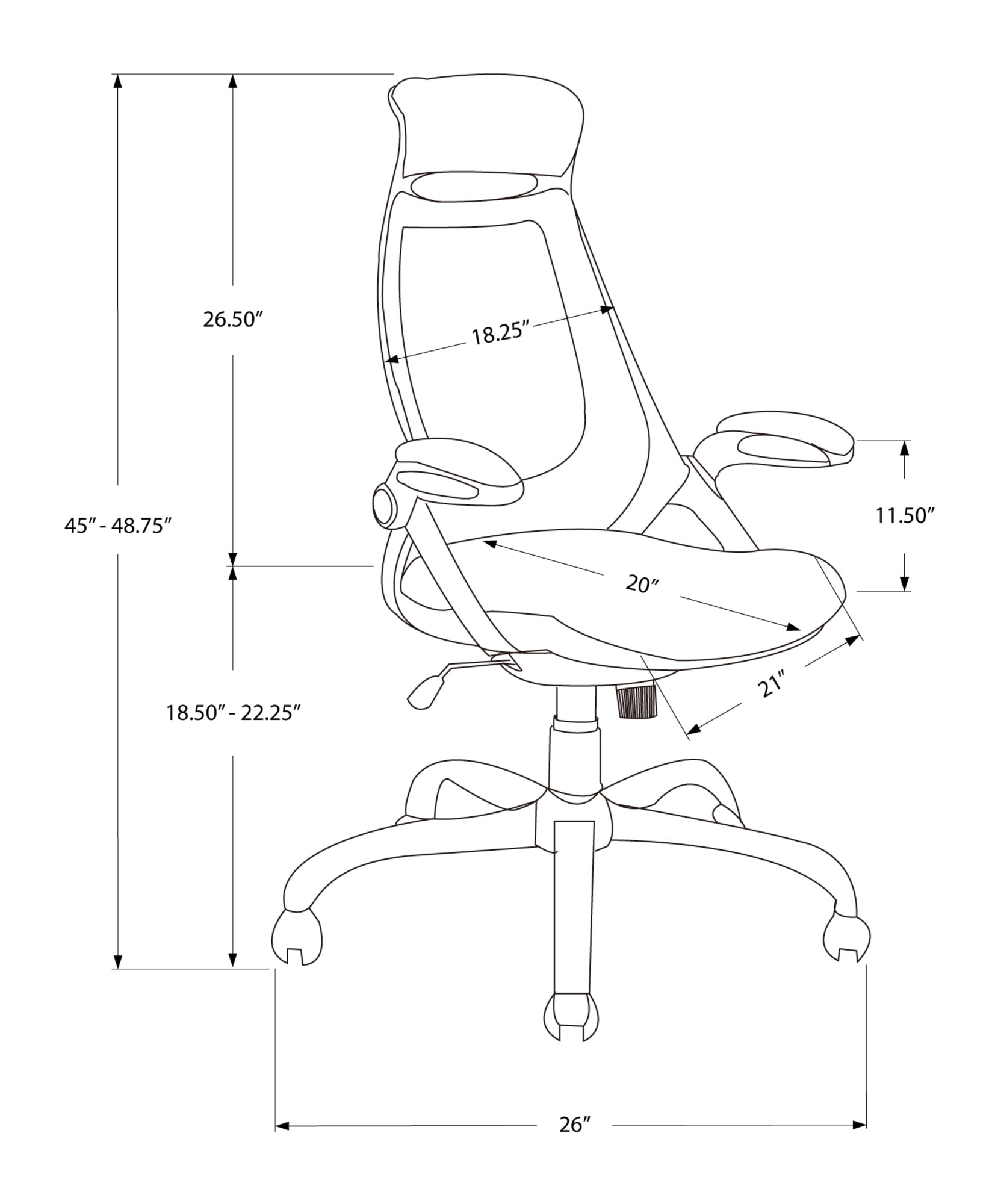 Monarch Specialties I 7268 Chaise De Bureau, Hauteur Ajustable, Pivotant, Ergonomique, Appuis-bras, Bureau, Travail, Métal, Engrener, Noir, Chrome, Contemporain, Moderne - Simple Boutique