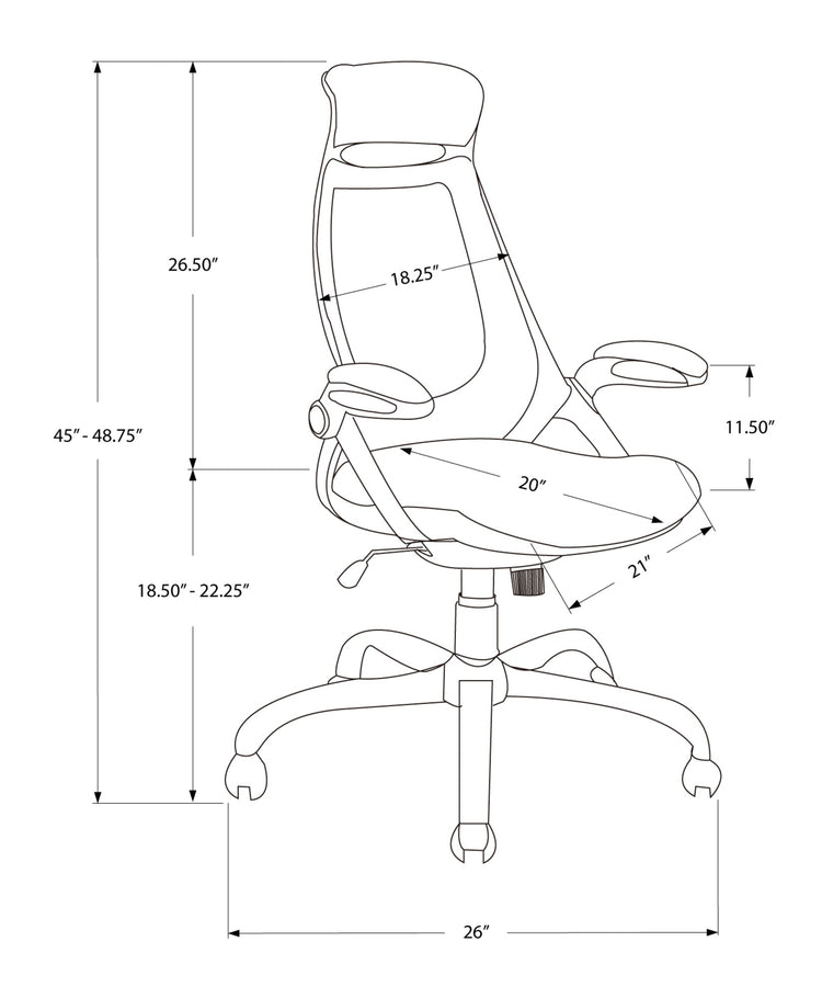 Monarch Specialties I 7268 Chaise De Bureau, Hauteur Ajustable, Pivotant, Ergonomique, Appuis-bras, Bureau, Travail, Métal, Engrener, Noir, Chrome, Contemporain, Moderne - Simple Boutique