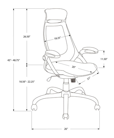 Monarch Specialties I 7269 Chaise De Bureau, Hauteur Ajustable, Pivotant, Ergonomique, Appuis-bras, Bureau, Travail, Métal, Engrener, Blanc, Gris, Contemporain, Moderne
