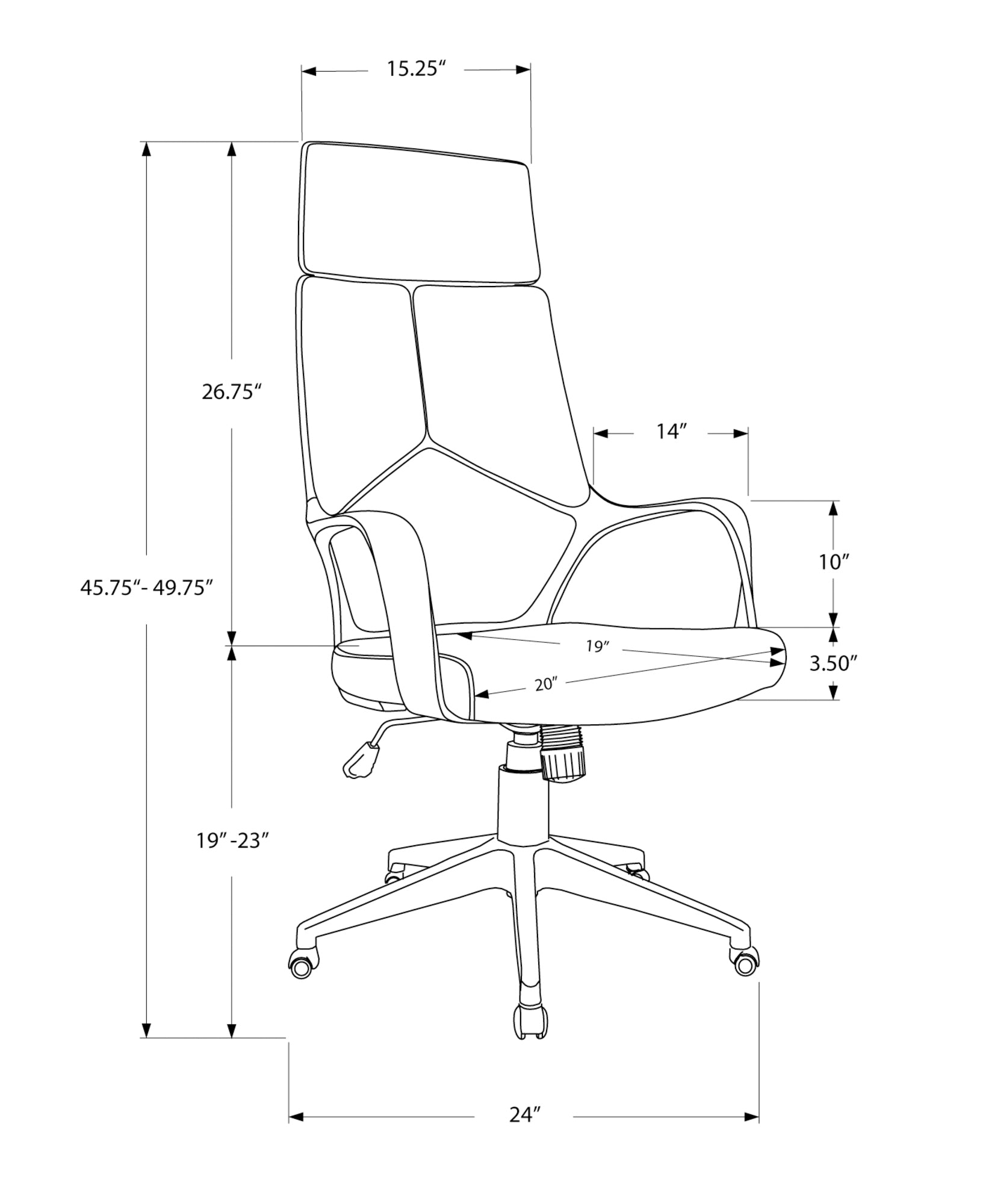 Monarch Specialties I 7270 Chaise De Bureau, Hauteur Ajustable, Pivotant, Ergonomique, Appuis-bras, Bureau, Travail, Métal, En Tissu, Blanc, Gris, Contemporain, Moderne - Simple Boutique