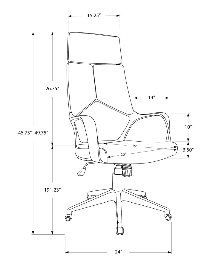 Monarch Specialties I 7270 Chaise De Bureau, Hauteur Ajustable, Pivotant, Ergonomique, Appuis-bras, Bureau, Travail, Métal, En Tissu, Blanc, Gris, Contemporain, Moderne - Simple Boutique