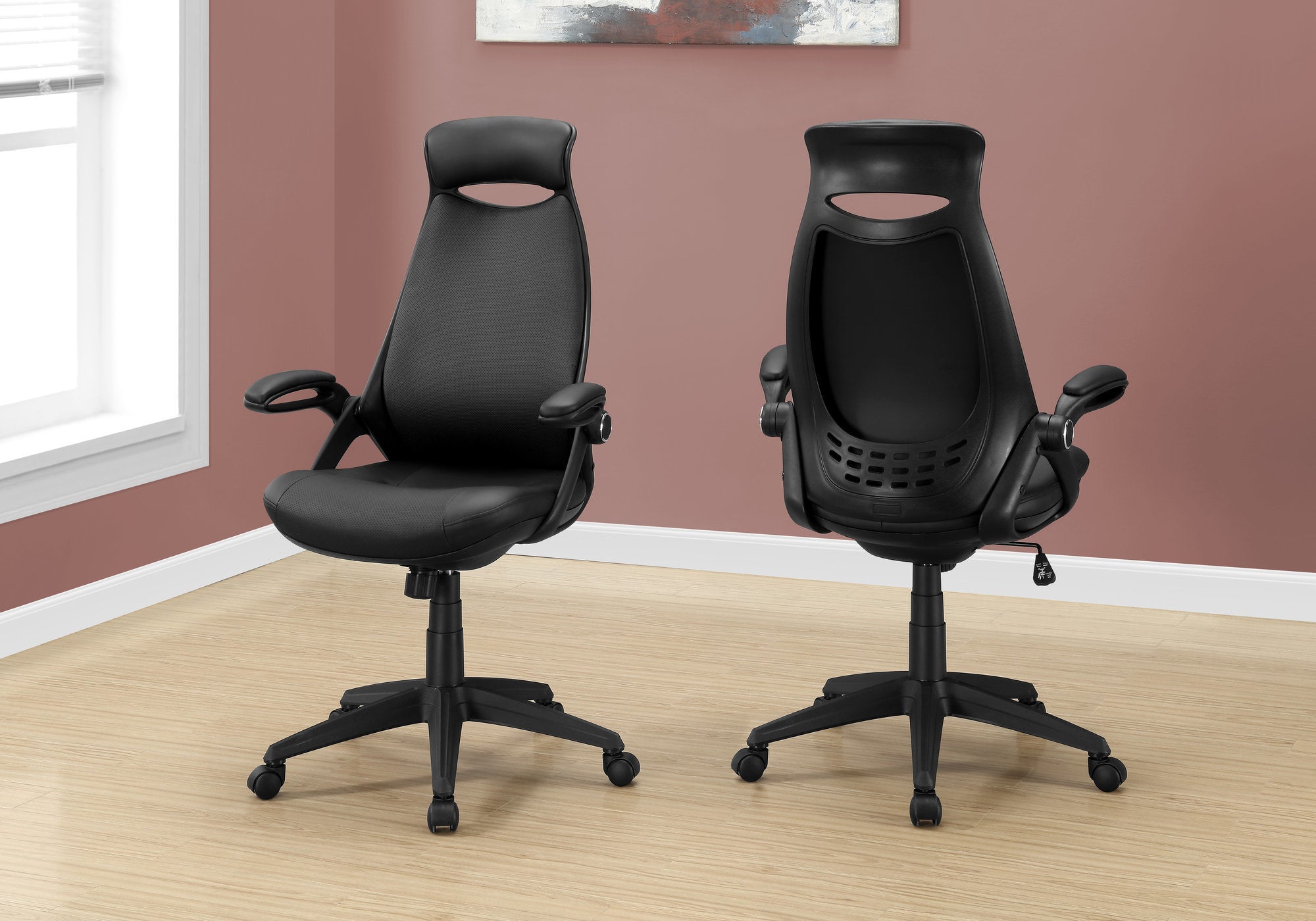 Monarch Specialties I 7276 Chaise De Bureau, Hauteur Ajustable, Pivotant, Ergonomique, Appuis-bras, Bureau, Travail, Métal, En Tissu, Noir, Contemporain, Moderne - Simple Boutique