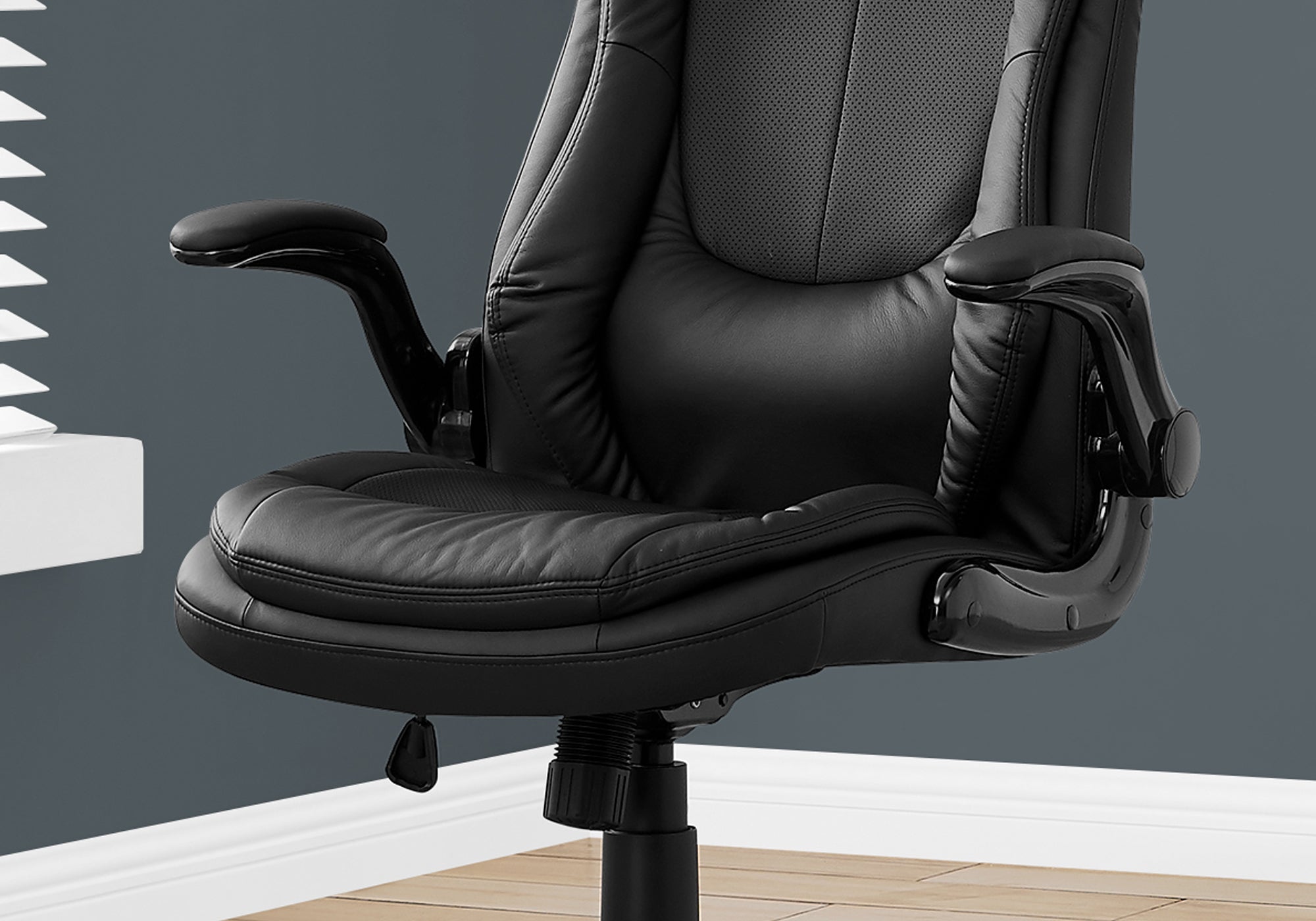 Monarch Specialties I 7277 Chaise De Bureau, Hauteur Ajustable, Pivotant, Ergonomique, Appuis-bras, Bureau, Travail, Métal, Pu D'aspect Cuir, Noir, Contemporain, Moderne - Simple Boutique