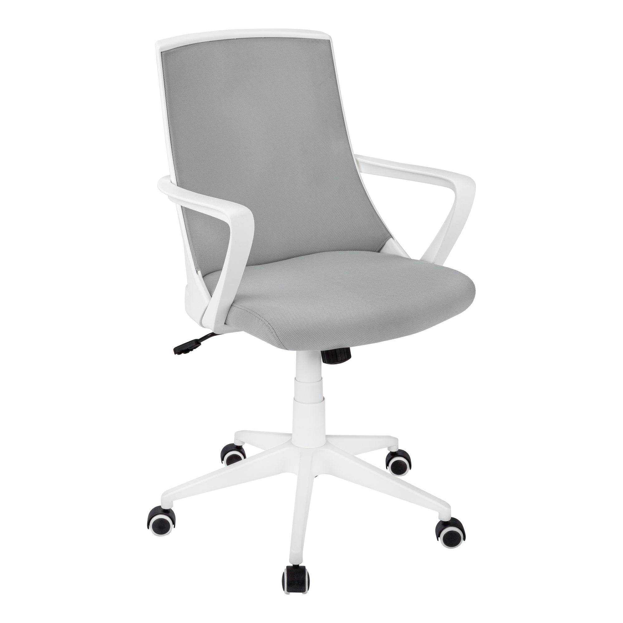 Monarch Specialties I 7294 Chaise De Bureau, Hauteur Ajustable, Pivotant, Ergonomique, Appuis-bras, Bureau, Travail, Métal, Engrener, Blanc, Gris, Contemporain, Moderne - Simple Boutique