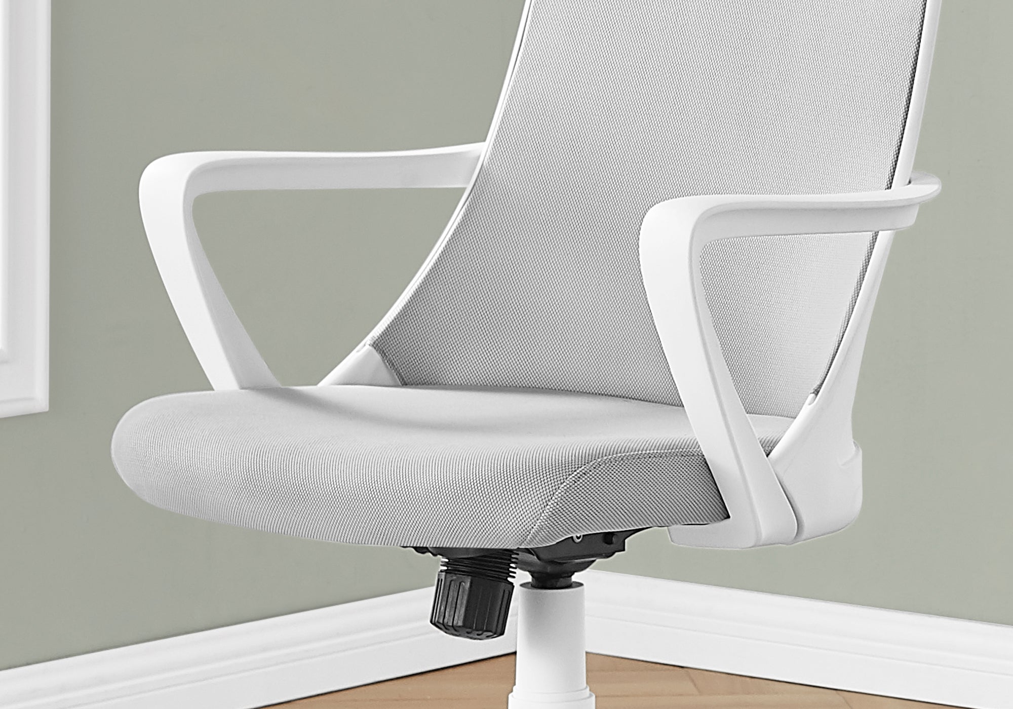 Monarch Specialties I 7294 Chaise De Bureau, Hauteur Ajustable, Pivotant, Ergonomique, Appuis-bras, Bureau, Travail, Métal, Engrener, Blanc, Gris, Contemporain, Moderne - Simple Boutique