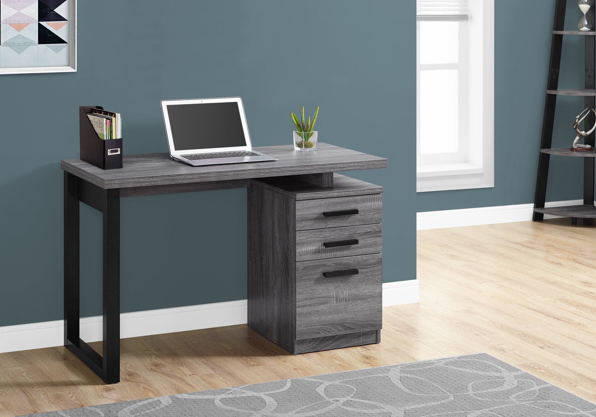 Monarch Specialties I 7295 Bureau, Bureau À Domicile, Ordinateur Portable, Configuration Gauche, Droite, Tiroirs De Rangement, 48"l, Travail, Stratifié, Gris, Noir, Contemporain, Moderne - Simple Boutique