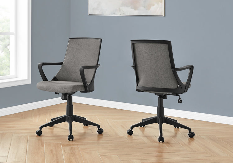 Monarch Specialties I 7297 Chaise De Bureau, Hauteur Ajustable, Pivotant, Ergonomique, Appuis-bras, Bureau, Travail, Métal, Engrener, Noir, Gris, Contemporain, Moderne - Simple Boutique