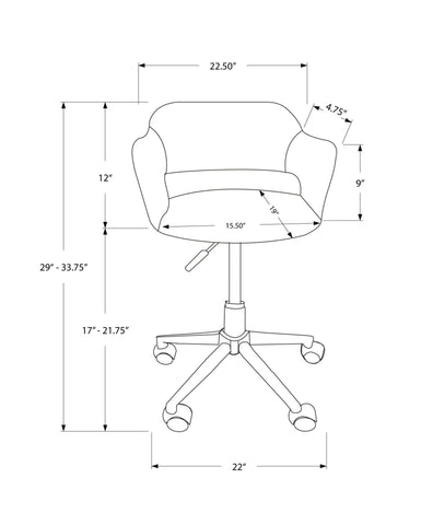 Monarch Specialties I 7299 Chaise De Bureau, Hauteur Ajustable, Pivotant, Ergonomique, Appuis-bras, Bureau, Travail, Métal, Pu D'aspect Cuir, Blanc, Chrome, Contemporain, Moderne
