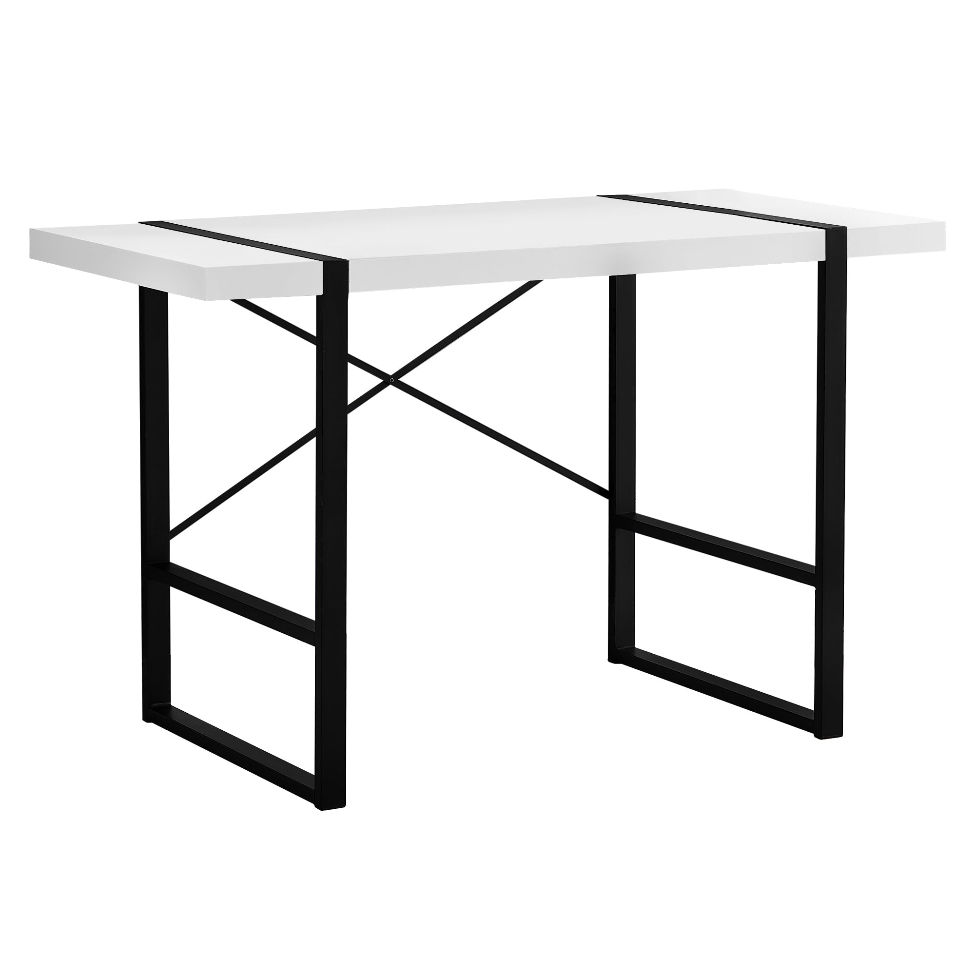 Monarch Specialties I 7313 Bureau, Bureau À Domicile, Ordinateur Portable, 48"l, Travail, Métal, Stratifié, Blanc, Noir, Contemporain, Moderne - Simple Boutique