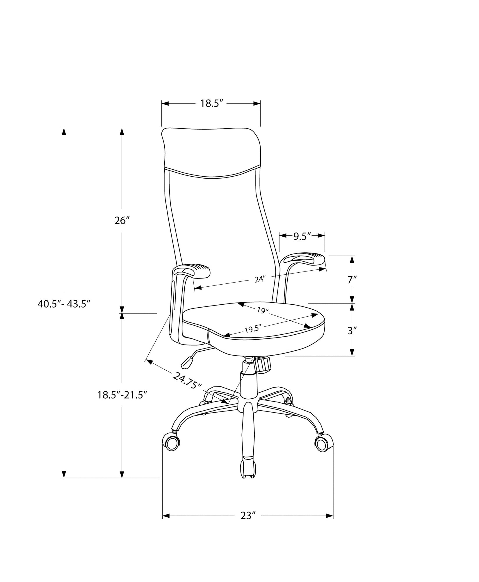 Monarch Specialties I 7324 Chaise De Bureau, Hauteur Ajustable, Pivotant, Ergonomique, Appuis-bras, Bureau, Travail, Métal, Engrener, Blanc, Gris, Contemporain, Moderne - Simple Boutique