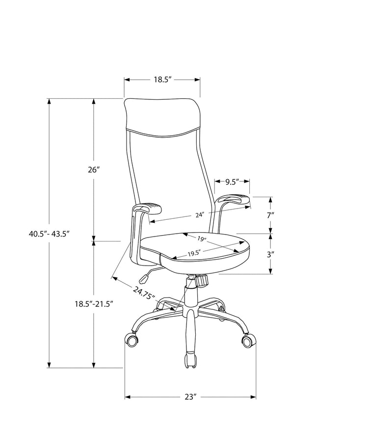 Monarch Specialties I 7324 Chaise De Bureau, Hauteur Ajustable, Pivotant, Ergonomique, Appuis-bras, Bureau, Travail, Métal, Engrener, Blanc, Gris, Contemporain, Moderne - Simple Boutique